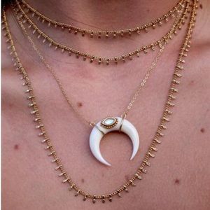 Lili Claspe Evil Eye Horn Necklace in Moonstone